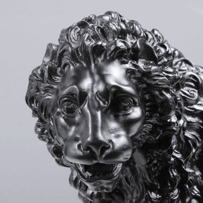 Statue Lions en paire (noirs) - sculpture en marbre