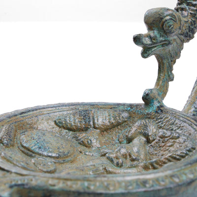 Annum Novum Faustum Felicem - lampe à huile romaine (bonne année) - bronze vert