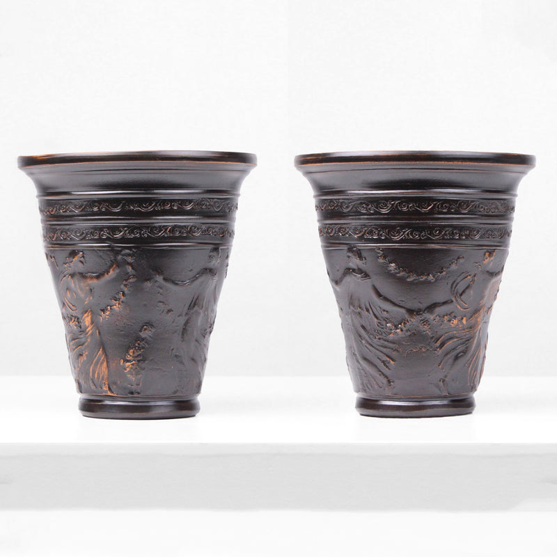 Coupe romaine avec scène de danse en paire (noir) - céramique sigillée