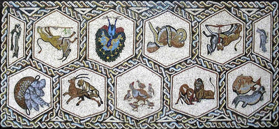 Mosaïque Tapis d'animaux  - en marble