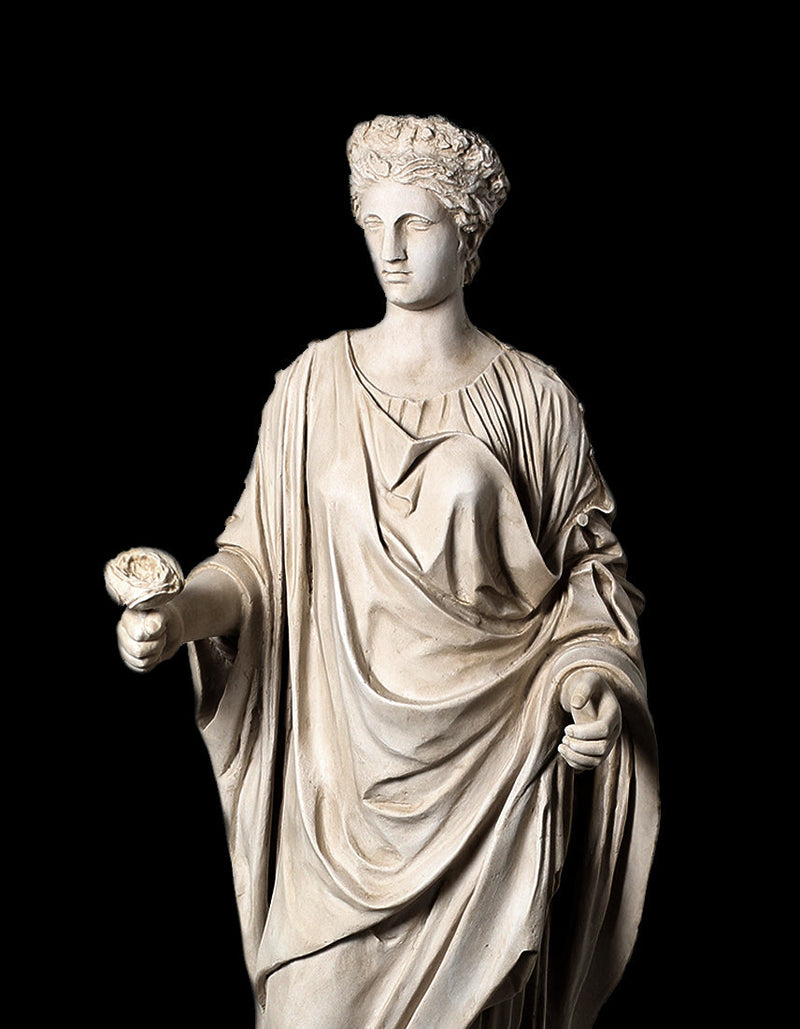 Statue Dame romaine antique - grande sculpture en marbre blanc