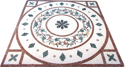 Mosaïque Géométrique florale  - en marble