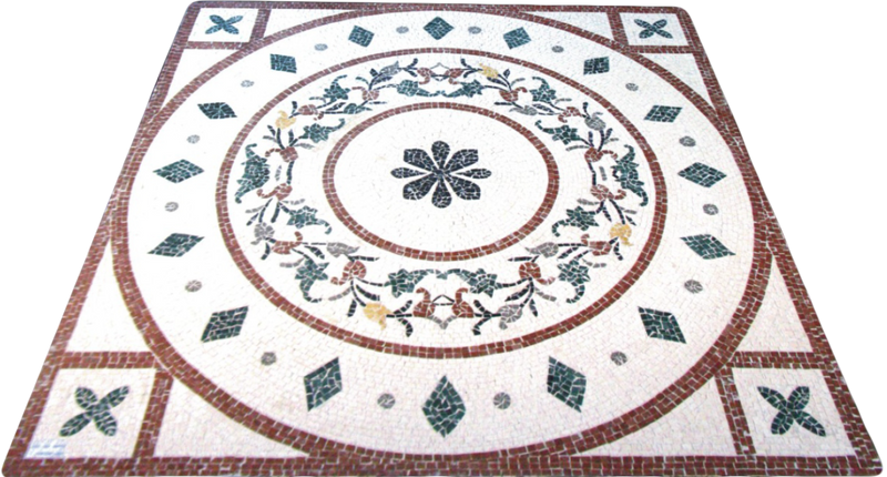 Mosaïque Géométrique florale  - en marble