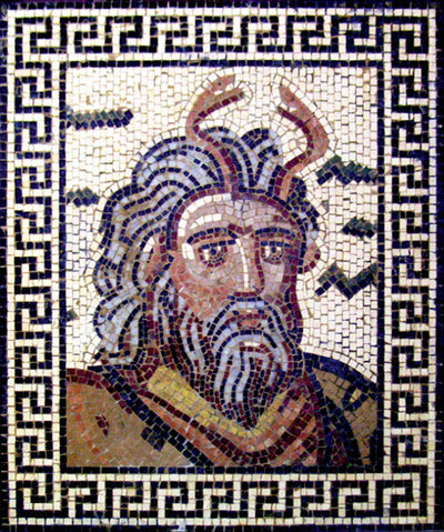 Mosaïque Neptune - Dieu de la mer  - en marble