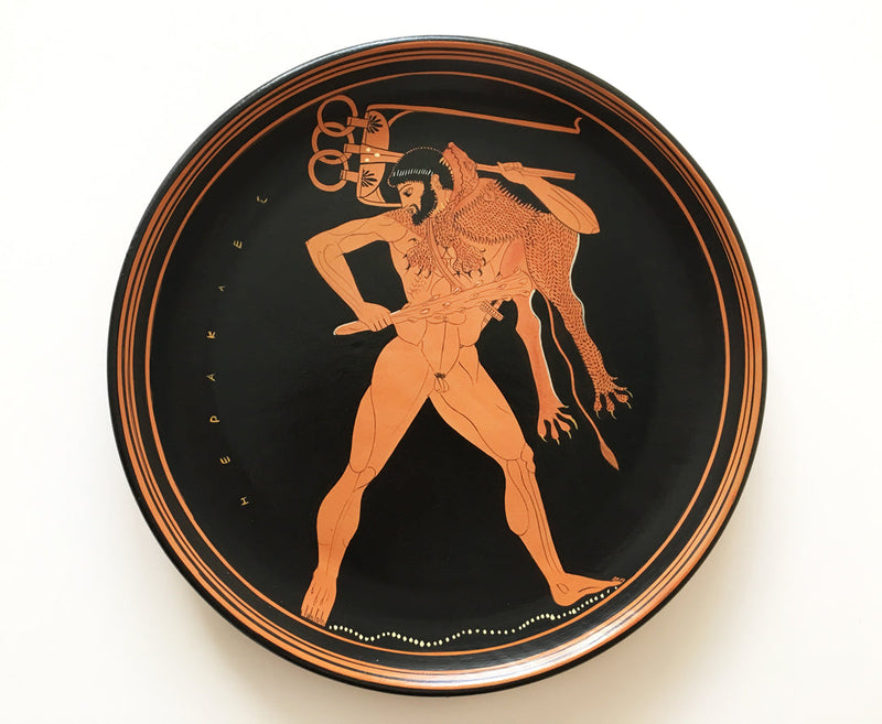 Assiette grecque avec Hercule à figures rouges - The Ancient Home
