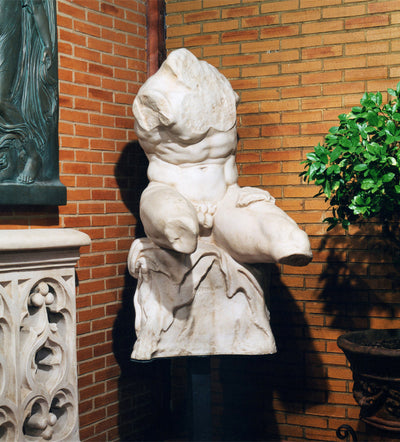 Statue Torse du Belvédère - grande sculpture en marbre blanc