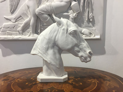 Statue de tête de cheval - buste d'un cheval pur-sang - sculpture en marbre