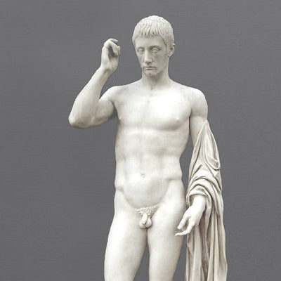 Statue Marcellus comme Hermès Logios - grande sculpture en marbre blanc