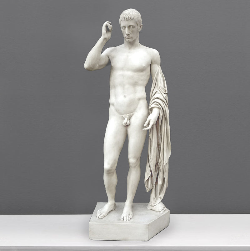 Statue Marcellus comme Hermès Logios - grande sculpture en marbre blanc