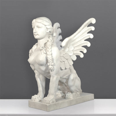 Statue de Sphinx grec - grande sculpture en marbre blanc