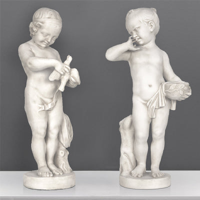 Statues néoclassiques des enfants  - grande sculpture en marbre blanc